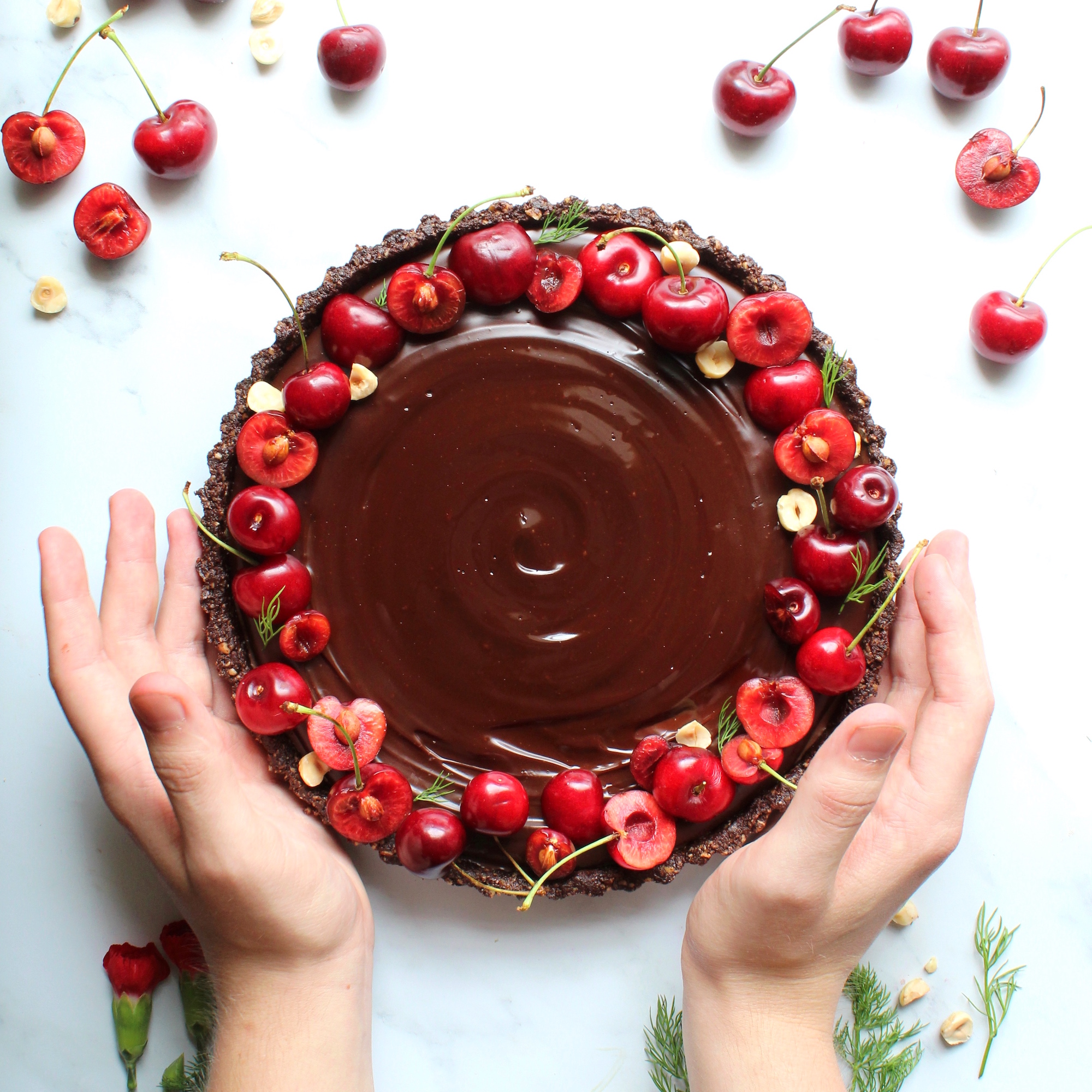 Vegan Cherry and Chocolate Tart